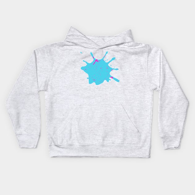 Turquoise and Neon Pink Paint Splatter Kids Hoodie by CraftyCatz